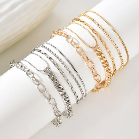 Vintage Minimalist Bohemian Plated Iron Chain Bracelet Set for Women