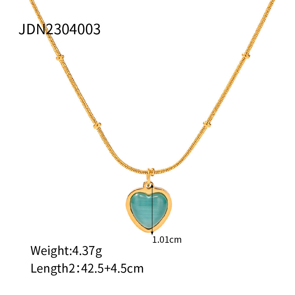 Heart Shaped Plated Stainless Steel Necklace for Women