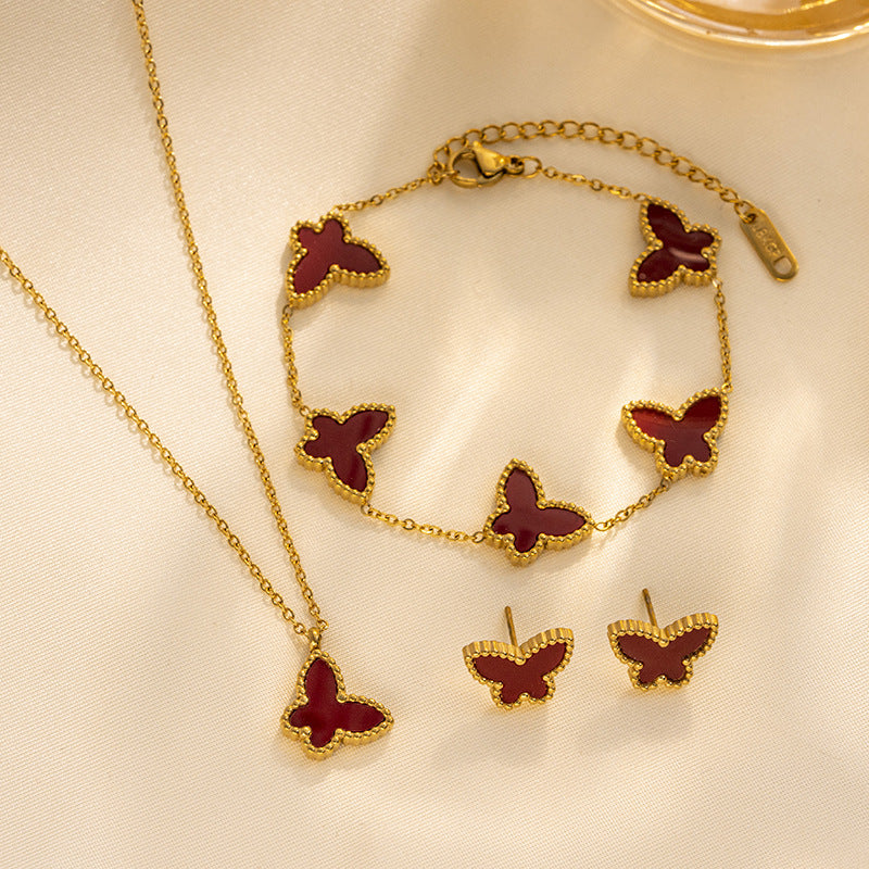Set di Collane da Donna Minimaliste di Lusso con Cuore e Forme Geometriche in Acciaio al Titanio, Placcate Oro e con Catena a O