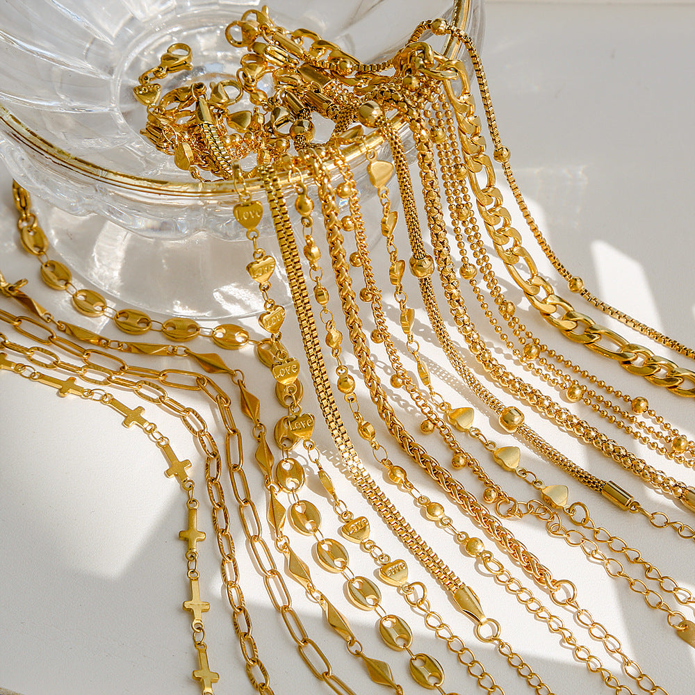 Bracciale da donna minimalista a rombi in acciaio al titanio con placcatura in oro 18 carati, accessorio di moda versatile