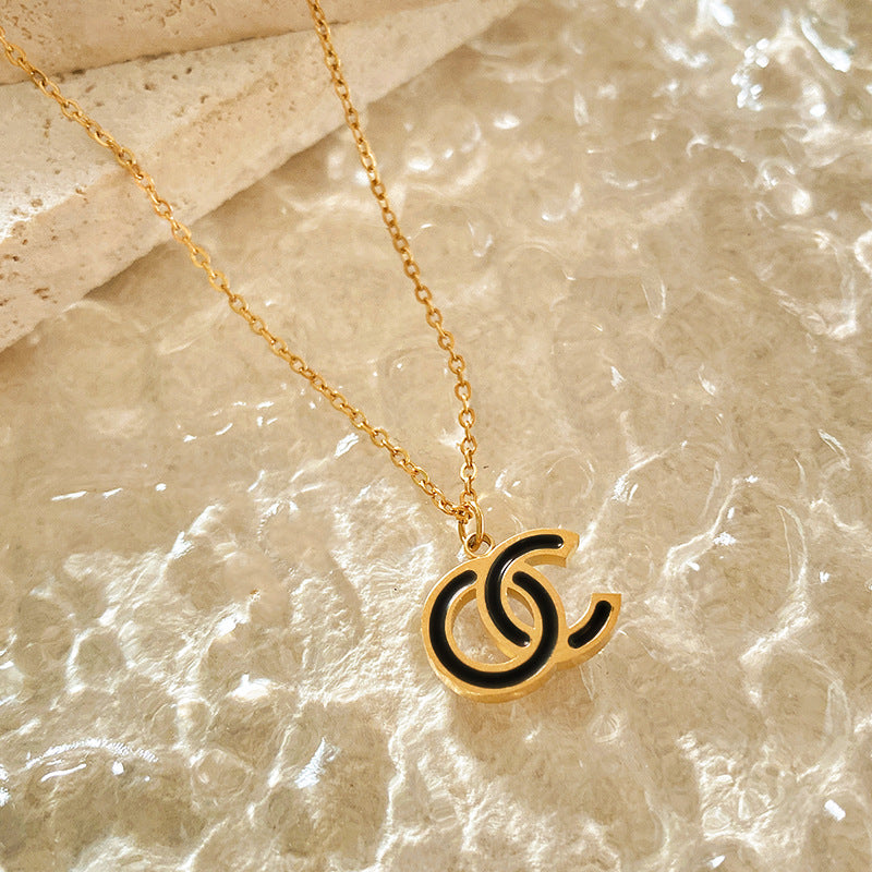 Minimalist Luxury Gold Plated Titanium Steel Letter Number Necklace Unisex