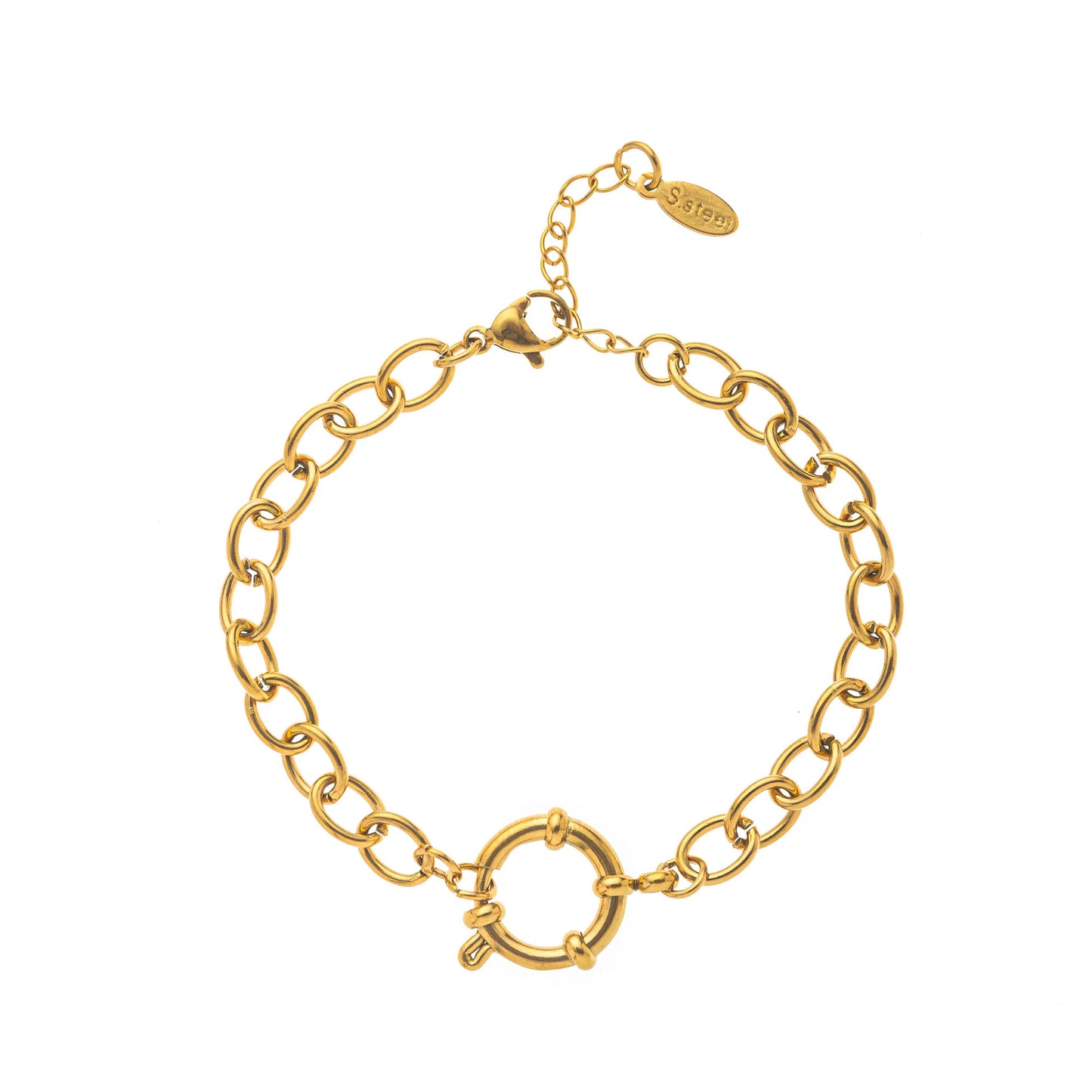 Minimalist Geometric Round PVD Titanium Steel DIY Charm Bar Bracelet