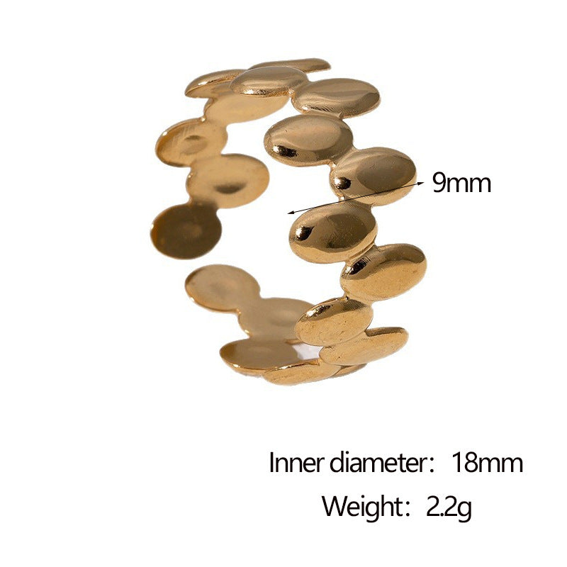 Minimalist Geometric Polka Dot Open Ring 18K Gold Plated Stainless Steel Fashion Jewelry for Women