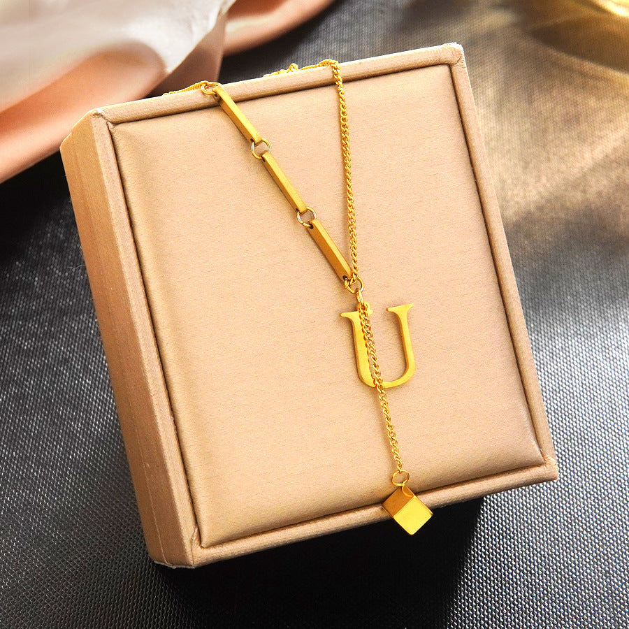 Minimalist Elegant 18K Gold Plated Stainless Steel Letter Bracelet