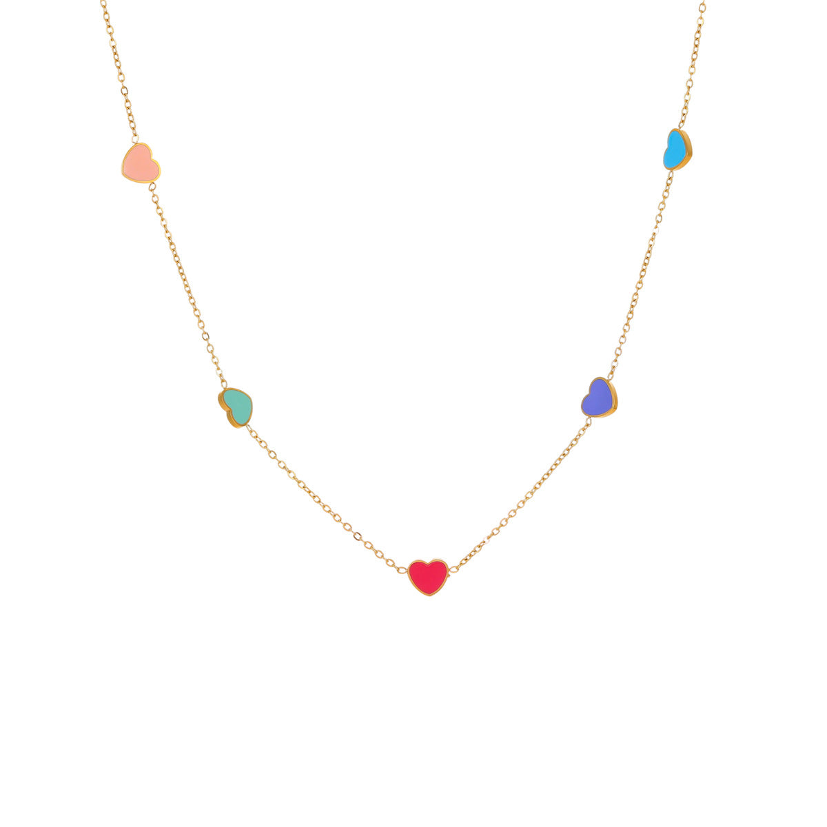 Fashionable Heart-Shaped Stainless Steel Necklace with 18K Gold Plating for Women, Minimalist Geometric Pendant on Standard Chain