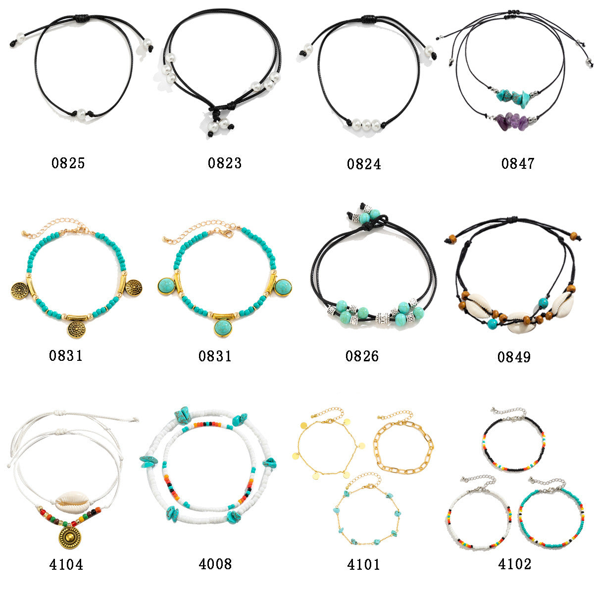 Bohemian Geometric Resin Beaded Adjustable Anklet for Women