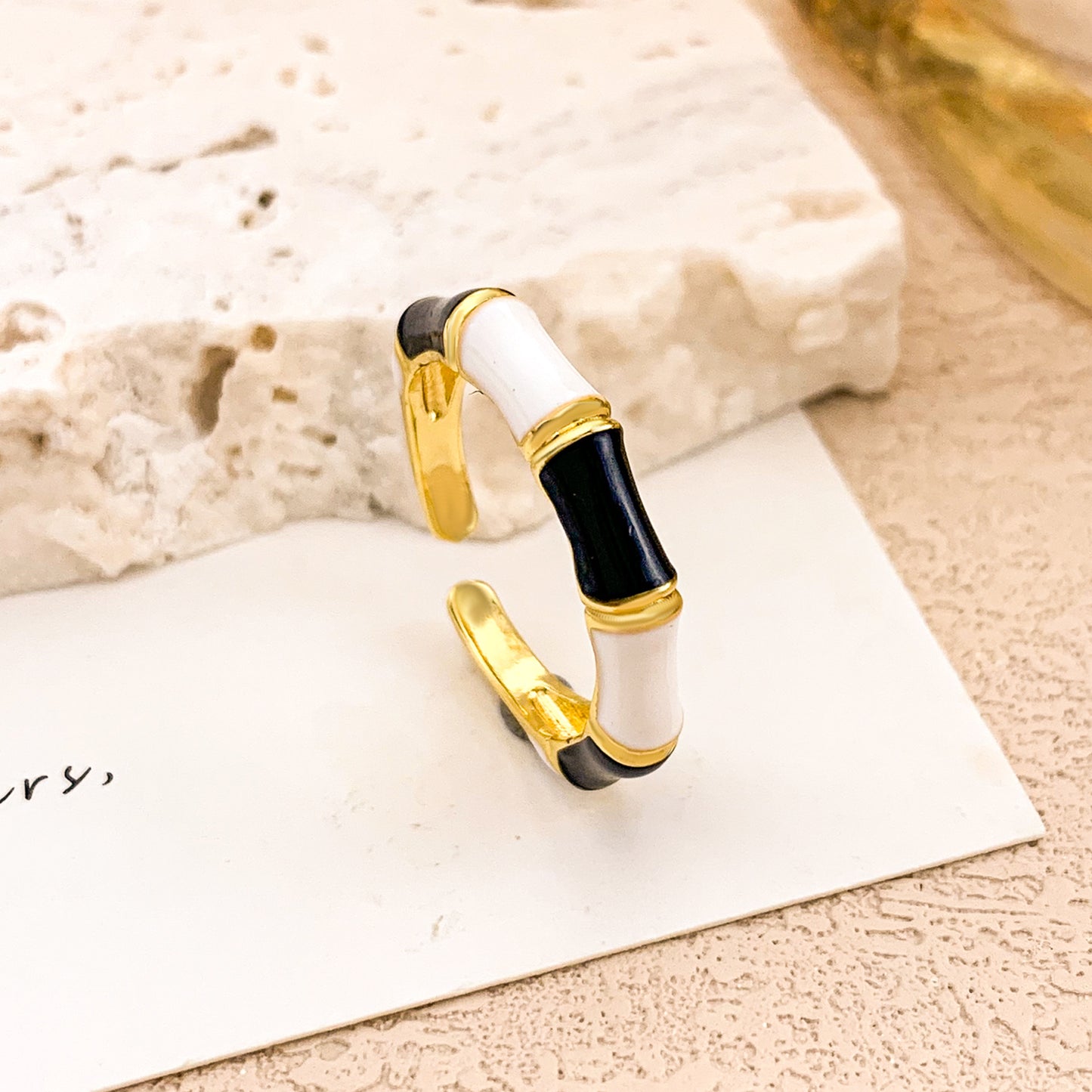 Sweet Floral Enamel Plated Alloy Ring for Women