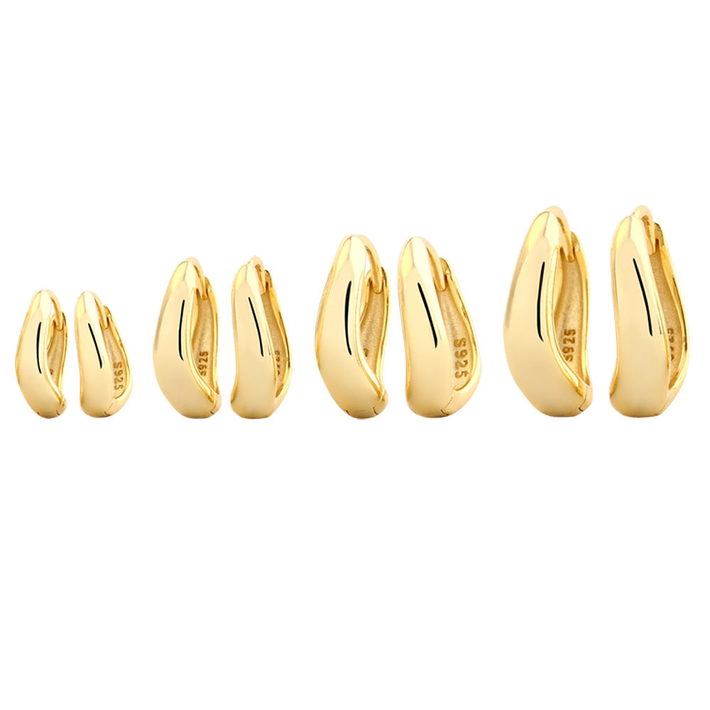 Pendientes de aro pulidos redondos geométricos de plata de ley 925 minimalistas