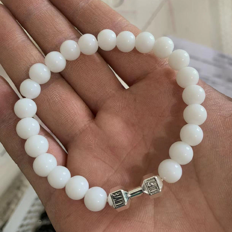 Matte Geometric Alloy Bracelet Unisex Volcanic Stone Energy Beads