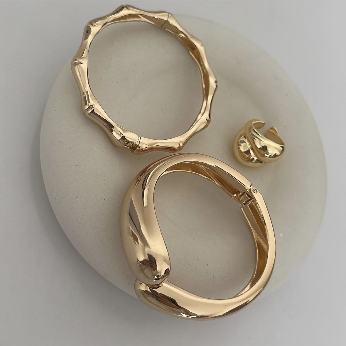 Fashion Elegant Polished Plated Geometric Teardrop Cuff Bracelet for Women