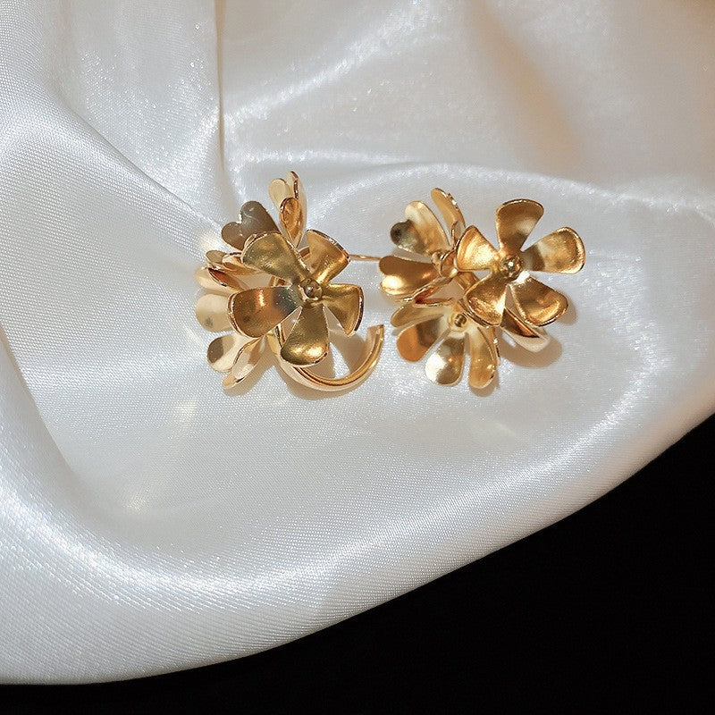 Vintage Floral Round Geometric Dangle Earrings with Silver-Plated Iron Base and 925 Sterling Silver Posts for Women