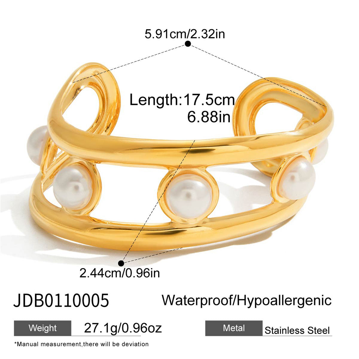 Bracciale Minimalista in Acciaio al Titanio con Placcatura in Oro 18K, Design a Forma Irregolare, Accessorio di Moda Leggero