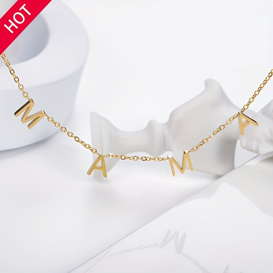 Collana minimalista in acciaio inossidabile a forma di lettera con pendente in titanio lucidato regolabile, idea regalo per la festa della mamma