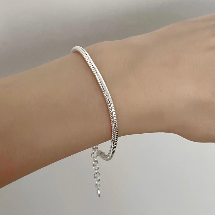 Minimalist Geometric Thick Snake Chain Bracelet in 925 Sterling Silver with Plated Finish