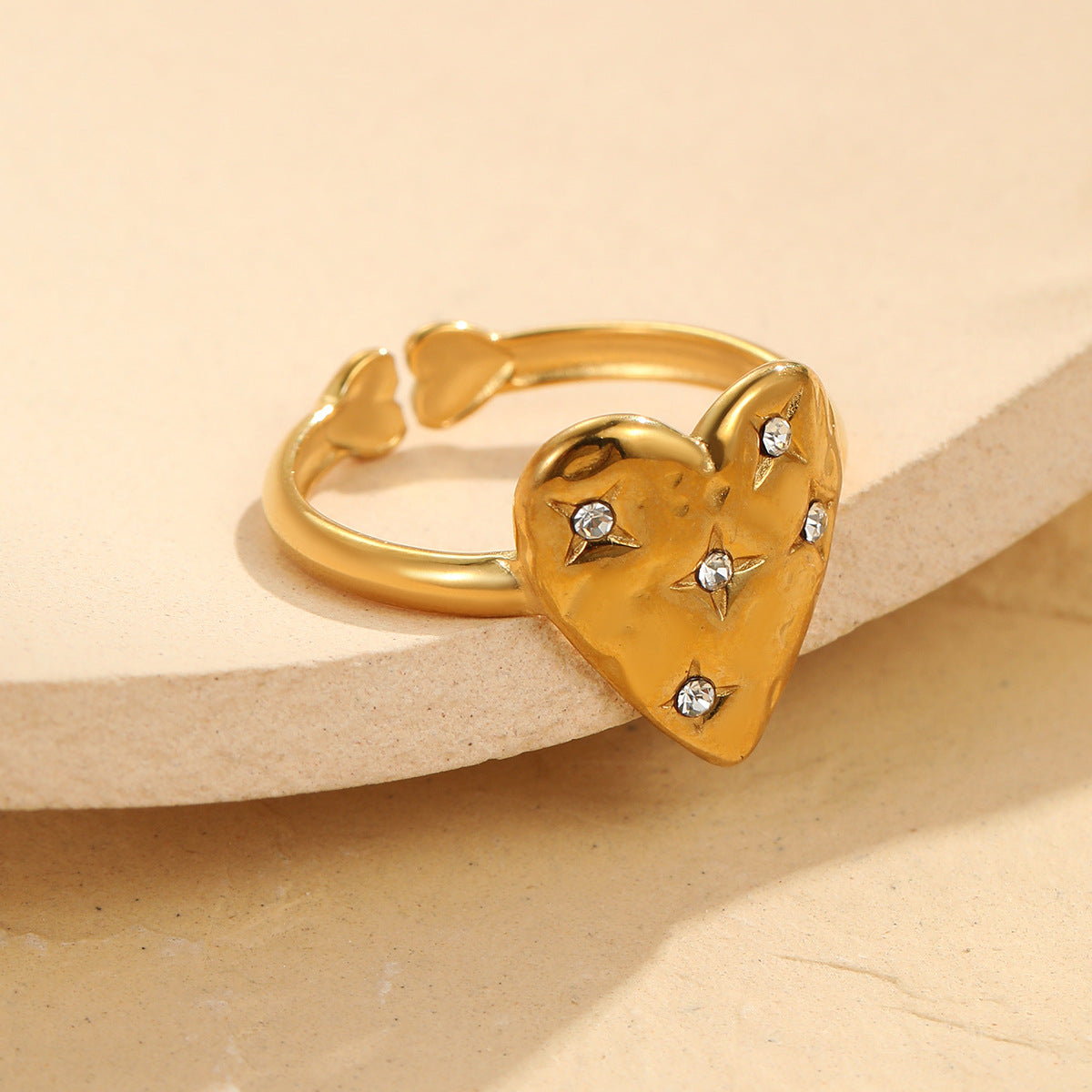 Anillo de Lujo Geométrico de Acero Inoxidable con Baño de Oro de 18K Ajustable Accesorio de Moda para Mujer