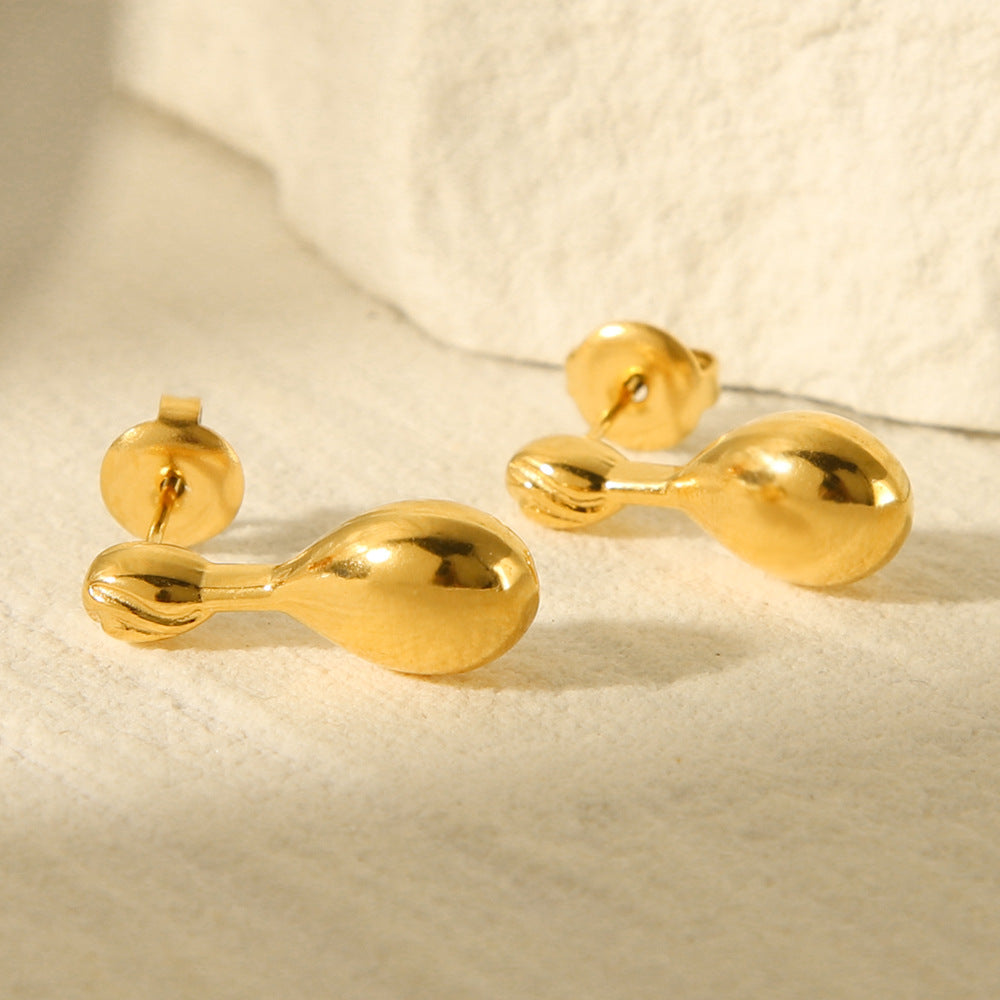 Aretes de acero inoxidable con diseño geométrico de gota de agua chapado en oro de 18 quilates de moda para mujer