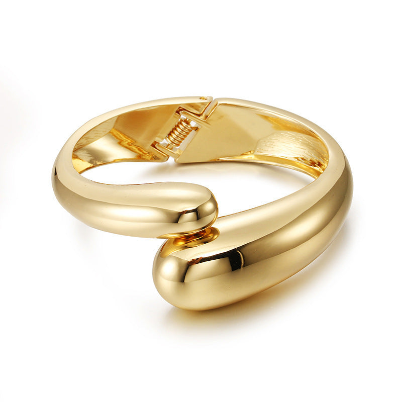 Minimalist Geometric Round Plated Alloy Spring Cuff Bracelet