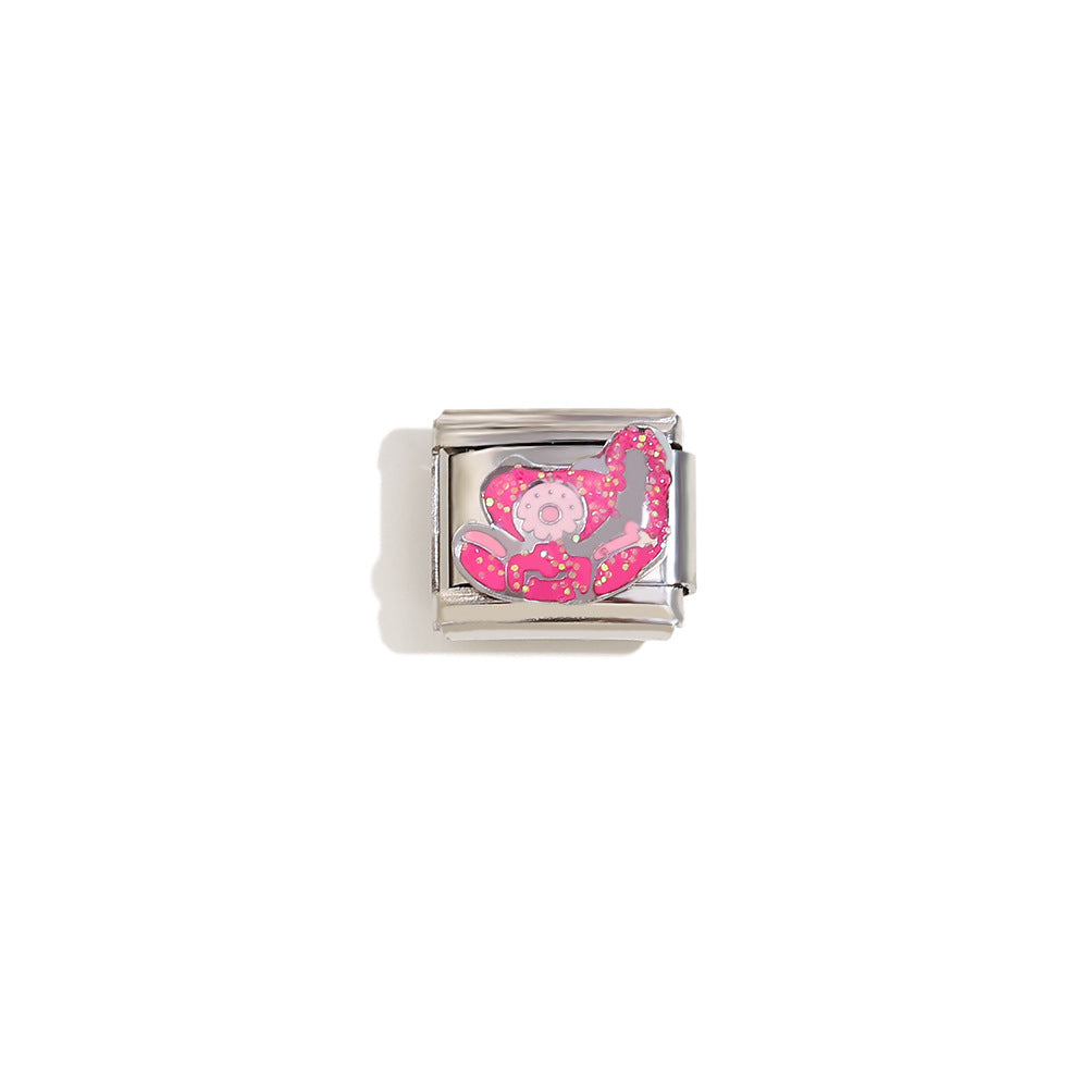 Elegant 18K Gold Plated Drip Oil Square Stainless Steel Charm Bar for Women