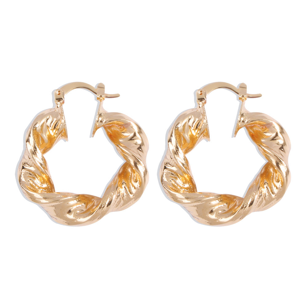 Orecchini da donna stile vintage a torsione geometrica in lega con finitura placcata
