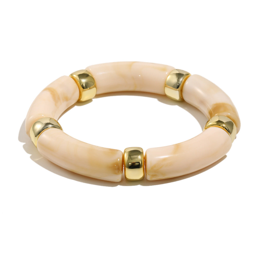 Minimalist Retro Acrylic Stretch Bracelet for Women with Geometric Shape and Clean Line Design