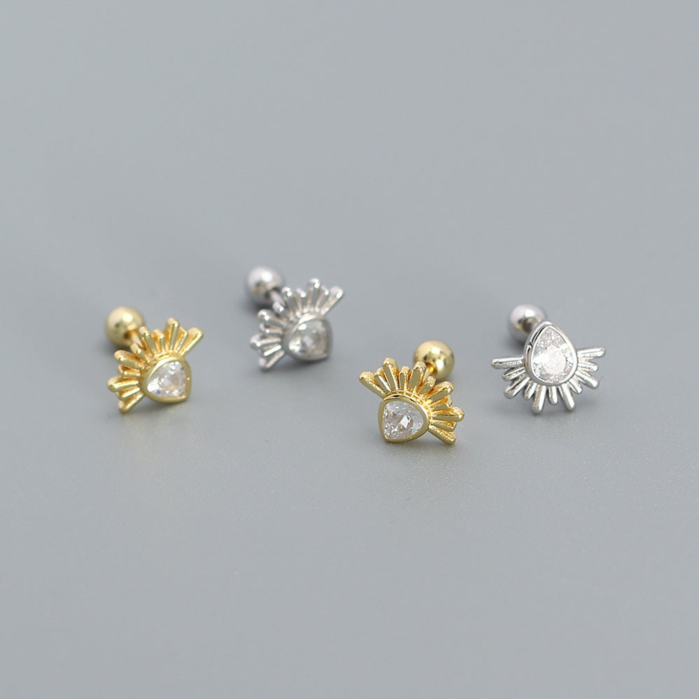 Manoette a filo passante minimaliste a forma di goccia in argento sterling S925 con intarsi di strass per donna