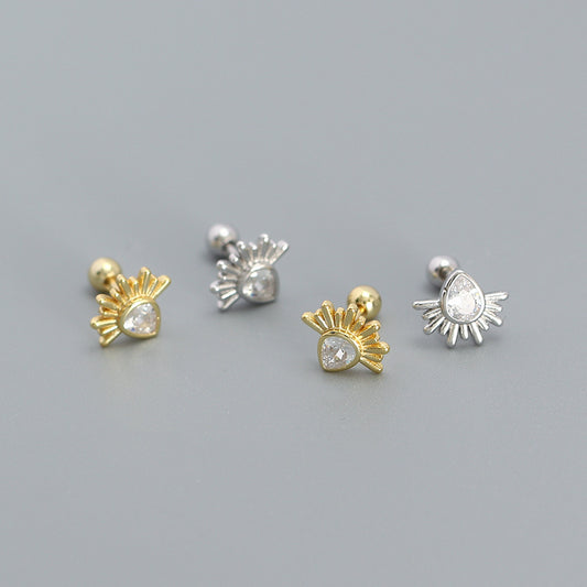 Manoette a filo passante minimaliste a forma di goccia in argento sterling S925 con intarsi di strass per donna