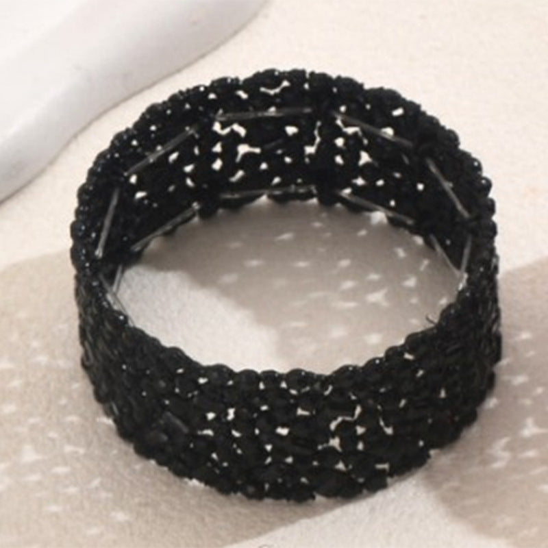 Set di bracciali da donna in lega di zinco con intarsi in strass, stile geometrico minimalista e polsino ampio