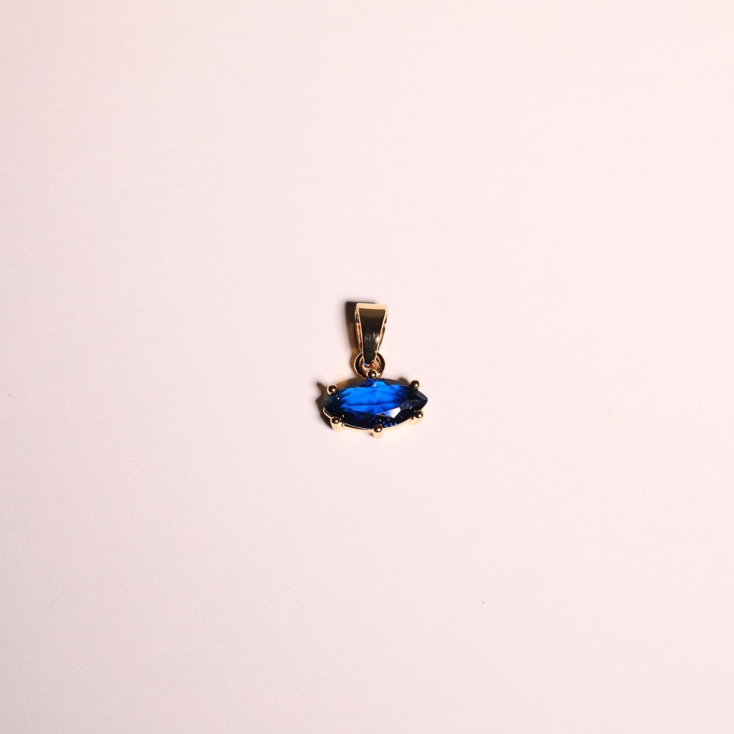Elegant Geometric Marquee Cut Birthstone Pendant Necklace Brass Plated Titanium Steel