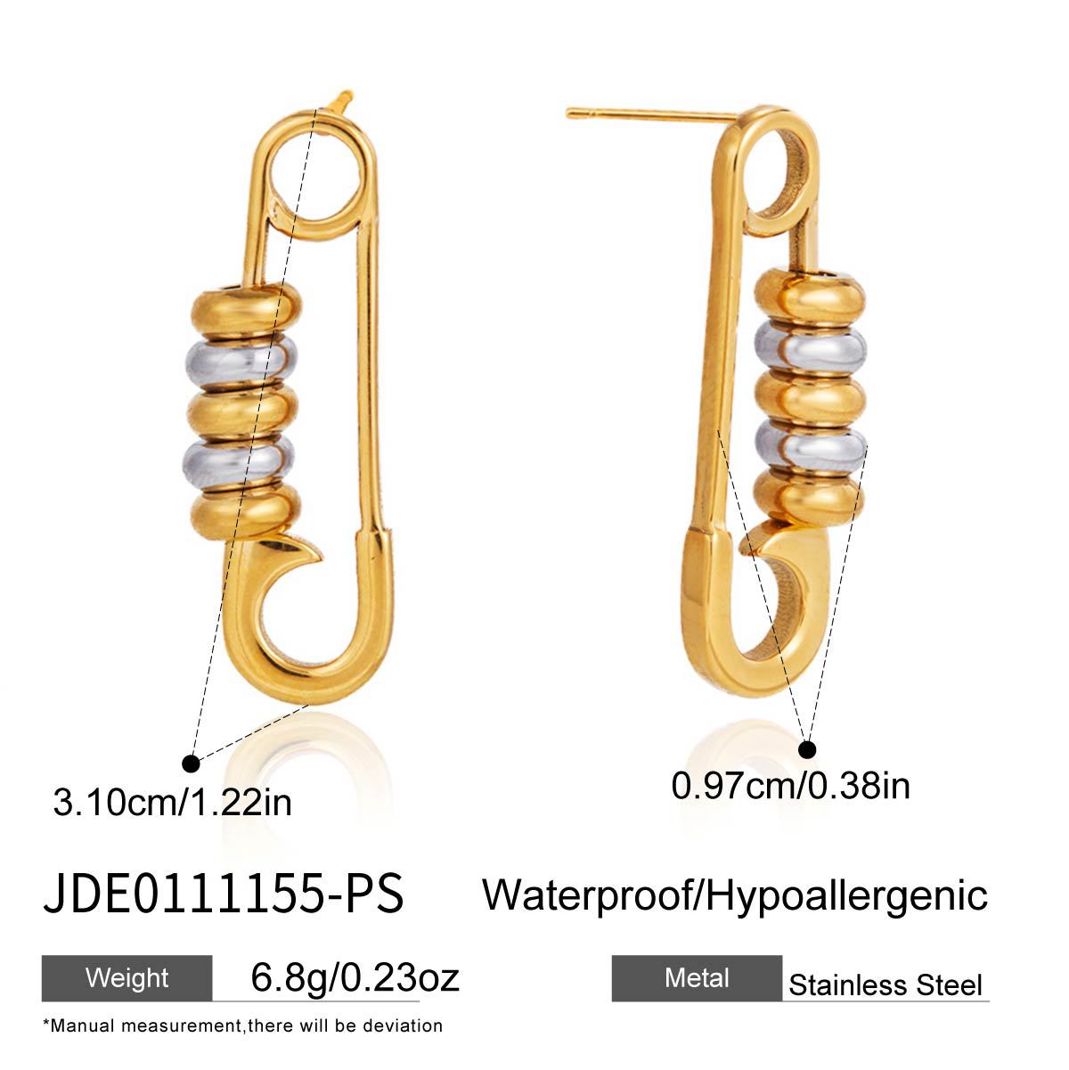 Minimalist Two-Tone Geometric Multi-Ring Pin Stud Earrings Titanium Steel PVD Plated Asymmetric Design for Women