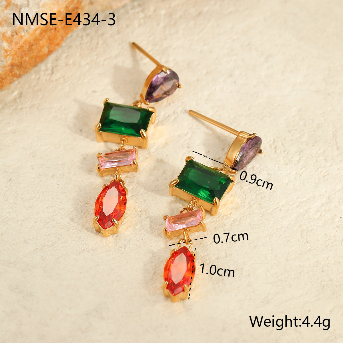 Minimalist Geometric Stainless Steel Earrings with Zircon Inlay for Women