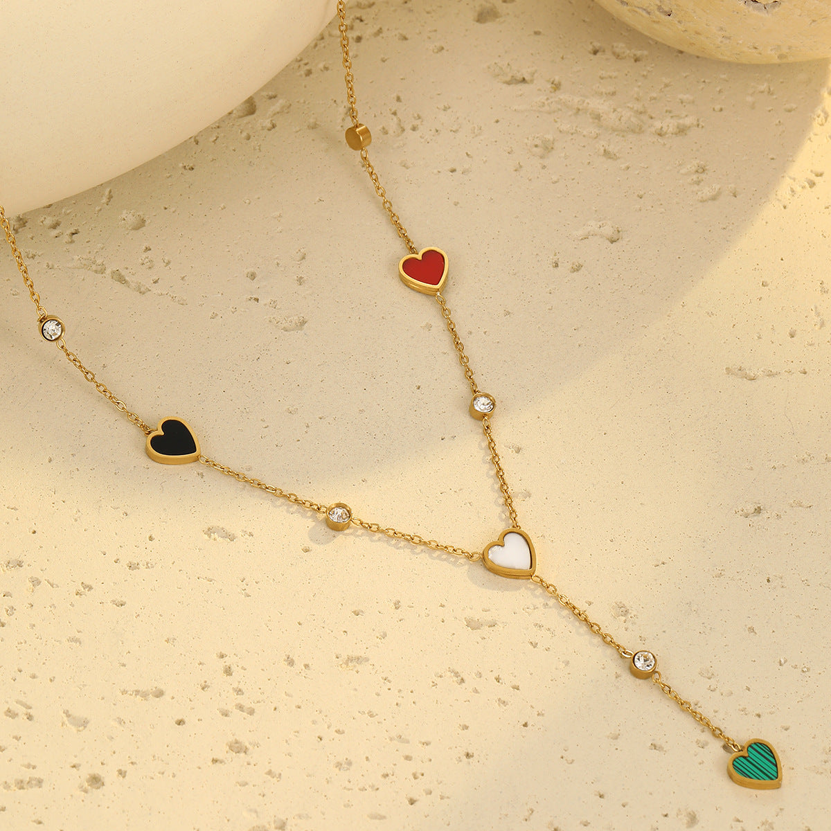 Minimalist Heart-Shaped Stainless Steel Pendant Necklace with Gold Plating for Women