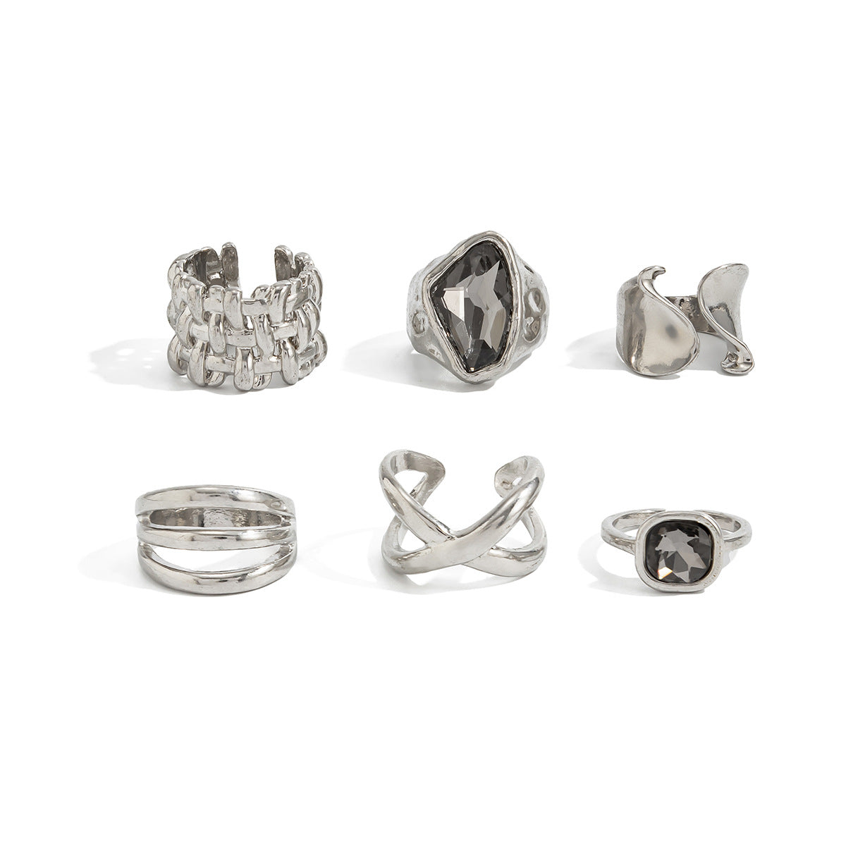 Minimalist Geometric Square Zinc Alloy Plated Ring for Women