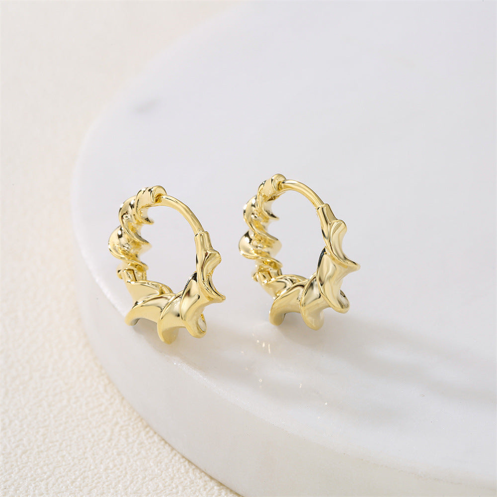 Minimalist Geometric Copper Hoop Earrings with 14K Gold Plating and 925 Sterling Silver Posts for Women