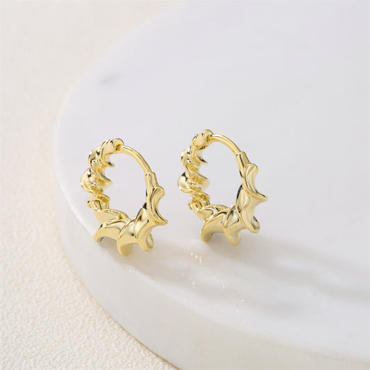 Orecchini a Cerchio Geometrici Minimalisti in Rame con Placcatura in Oro 14K e Perni in Argento Sterling 925 da Donna