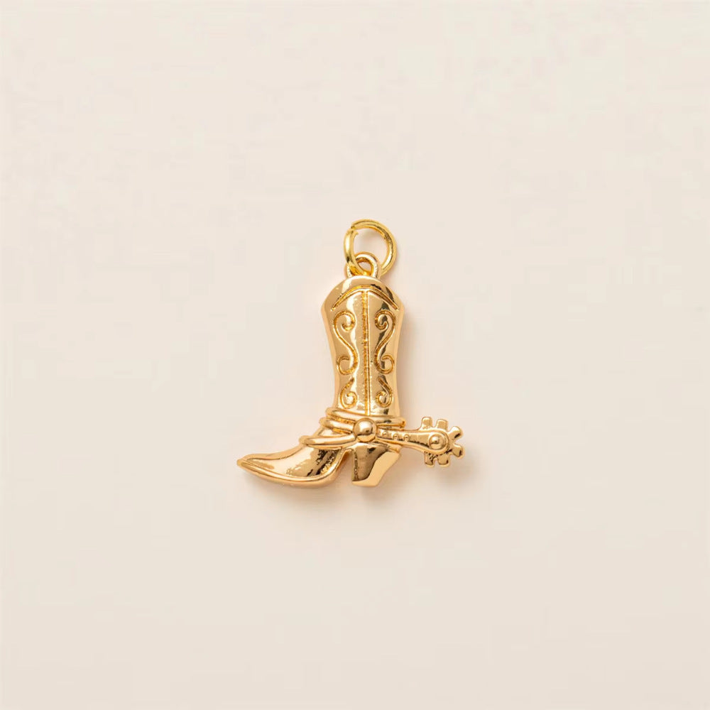 Sweet Gold Plated Stainless Steel Heart Geometric Moon Star Lightning Boot Pendant Necklace for Unisex