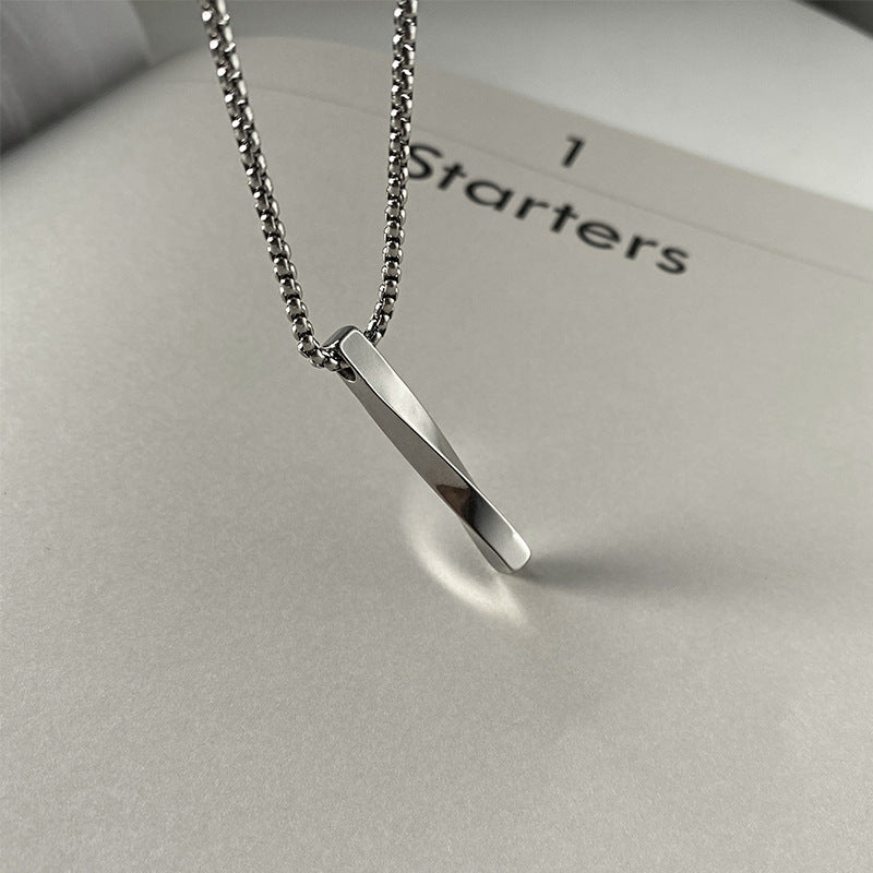 Collana con Pendente a Spirale Geometrica Minimalista in Acciaio al Titanio con Finitura Lucida per Uomo e Donna