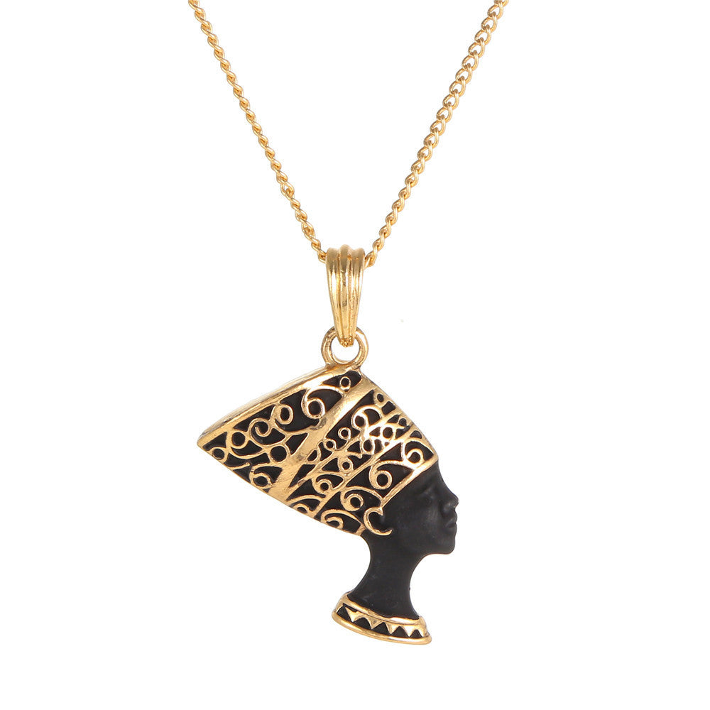 Vintage Geometric Drip Oil Alloy Pendant Necklace with Ball Chain for Unisex