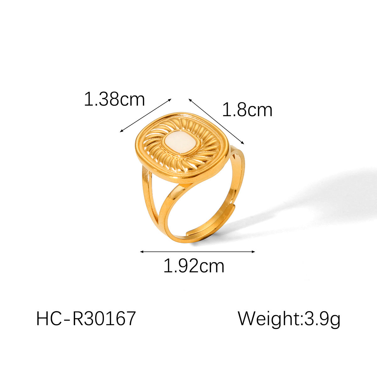 Anello vintage francese geometrico in acciaio inossidabile con intarsio in pietra naturale per donna, fascia in acciaio al titanio ipoallergenico, finitura galvanica