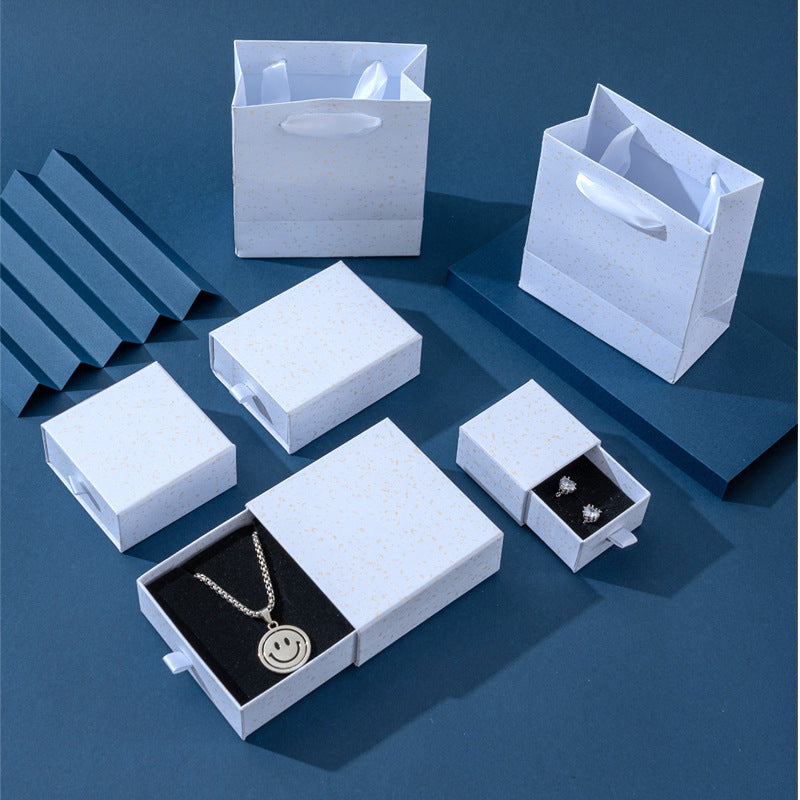 Pearlescent Black and White Jewelry Box with Gold Accent Drawer Style for Earrings Rings Necklaces and Bracelets