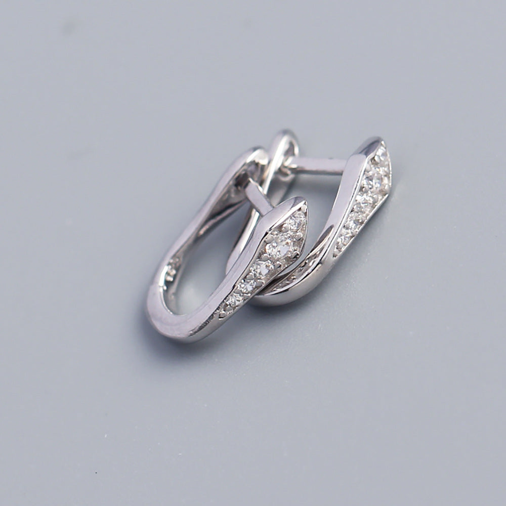 S925 Sterling Silver U-Shape Rhinestone Inlay Ear Cuffs Fashion Casual Minimalist Earrings YHE0293