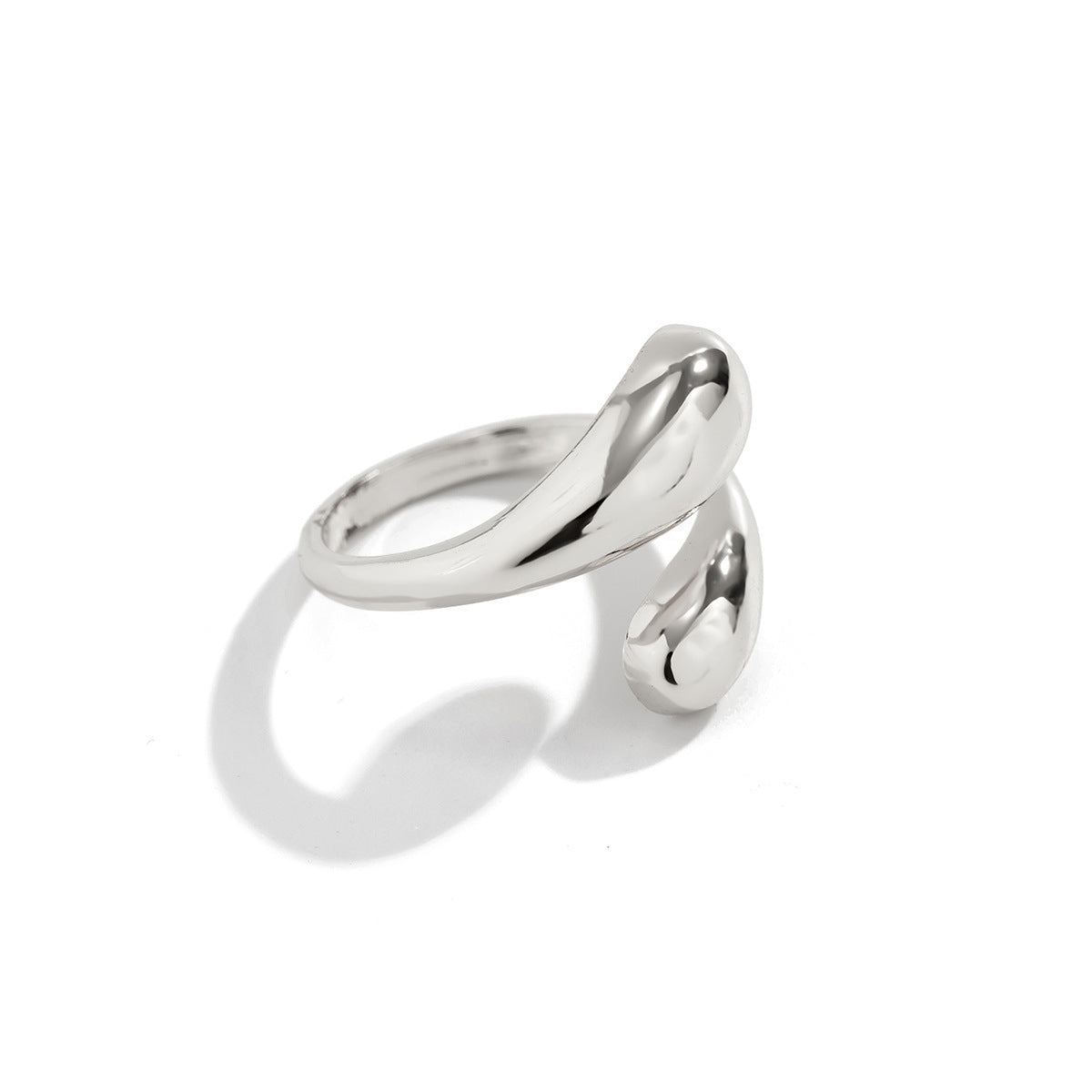 Minimalist Geometric Polished Alloy Ring Set for Women with Smooth Rounded Open Band Design