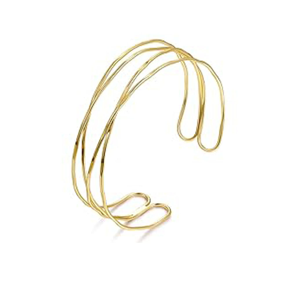 Minimalist Geometric Plated Iron Cuff Bracelet Adjustable Open Arm Ring for Women