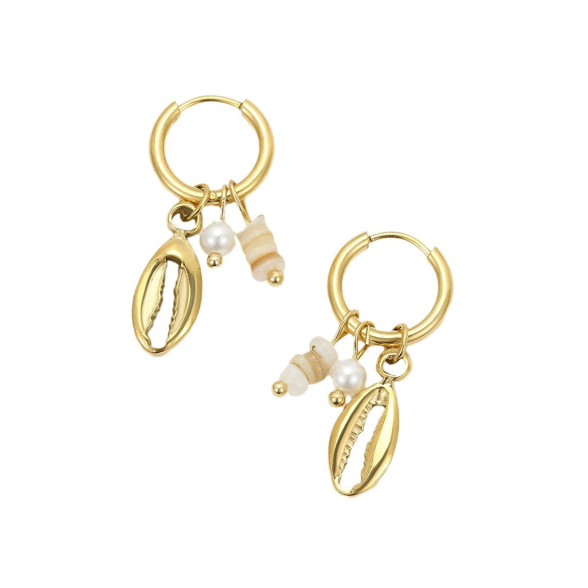 Pendientes de acero inoxidable con forma de estrella de mar, estilo vacacional, con incrustaciones de piedra natural para mujer