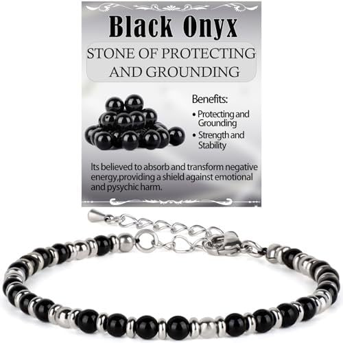Sweet Geometric Gemstone Beaded Stainless Steel Adjustable Bracelet