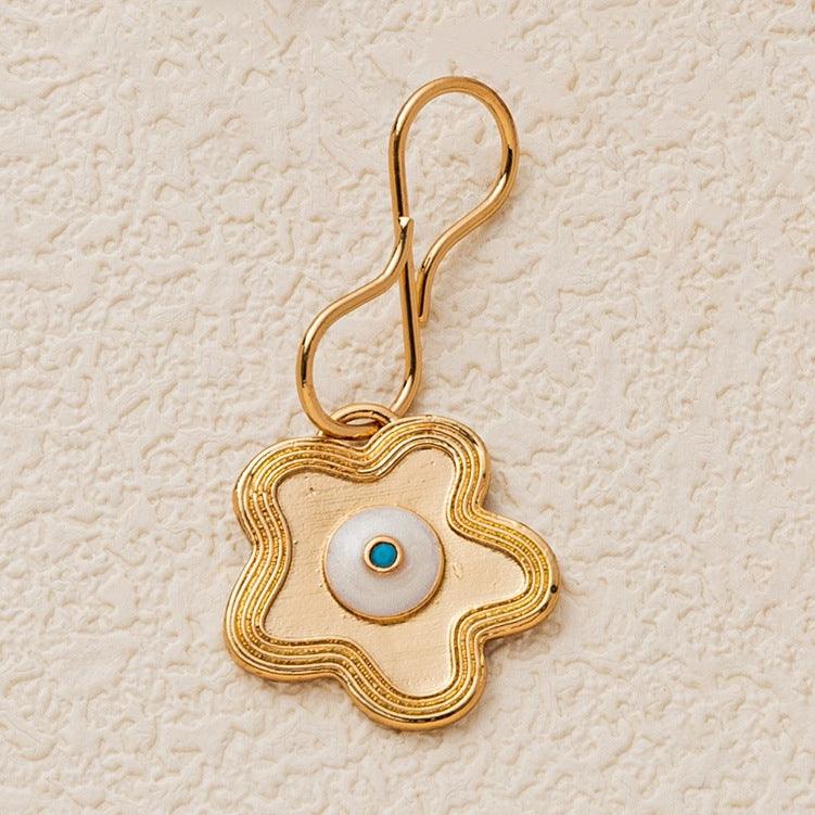 Minimalist Gold Plated Brass Heart and Floral Jade Pendant DIY Charm Bar Necklace for Unisex