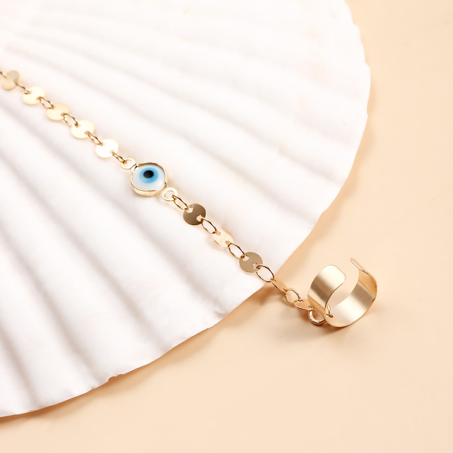 Minimalist Ethnic Geometric Evil Eye Plated Alloy Nose Chain for Unisex