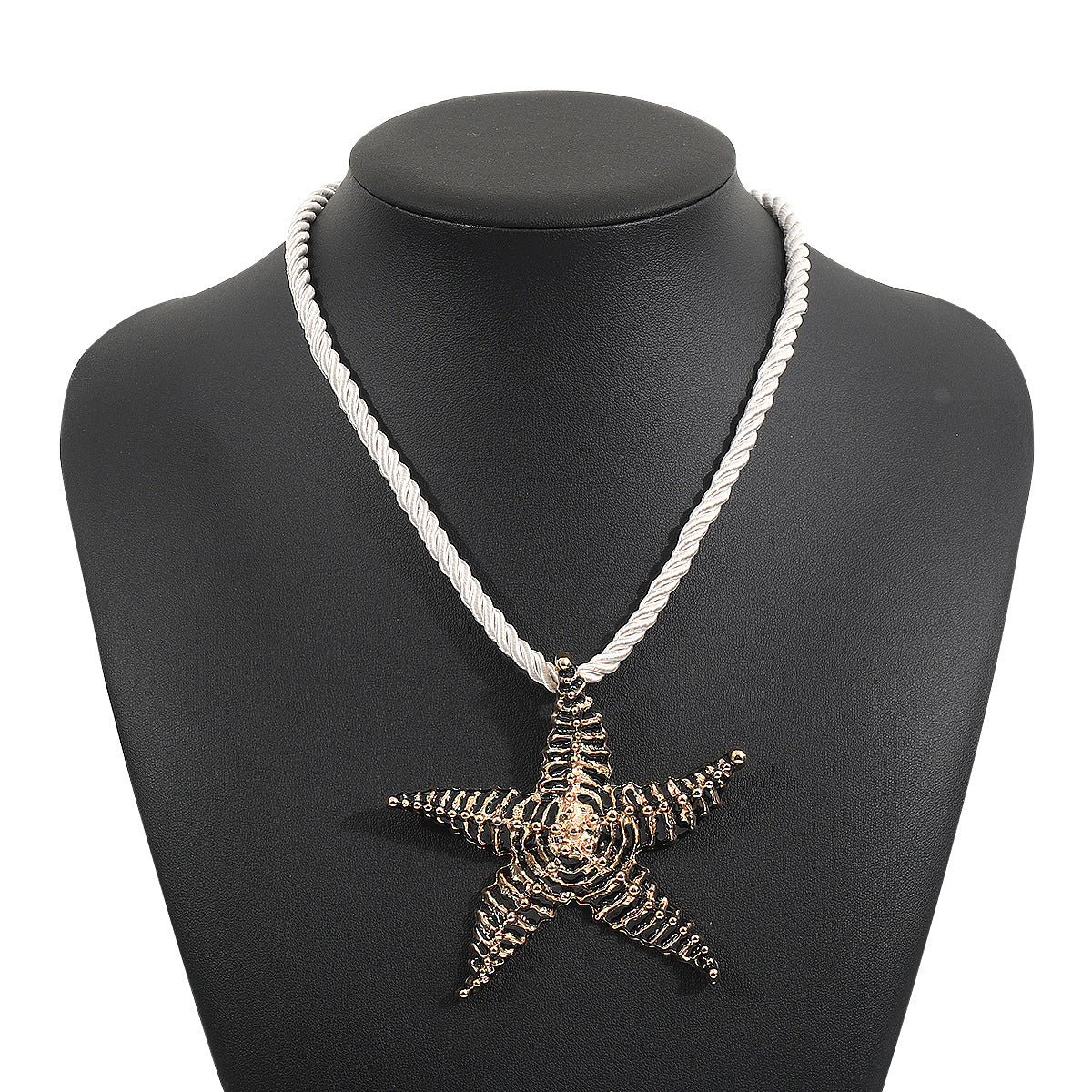 Collar con colgante de estrella de mar geométrico informal para mujer, cadena de aleación con cierre y acabado chapado
