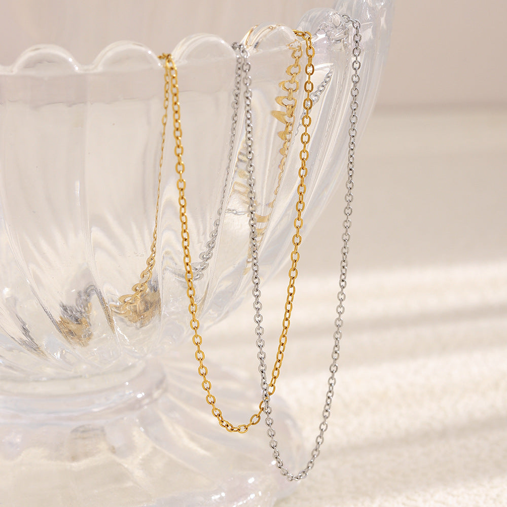 Collana da Donna Minimalista Geometrica a Croce in Acciaio Inossidabile Placcato Oro 18K