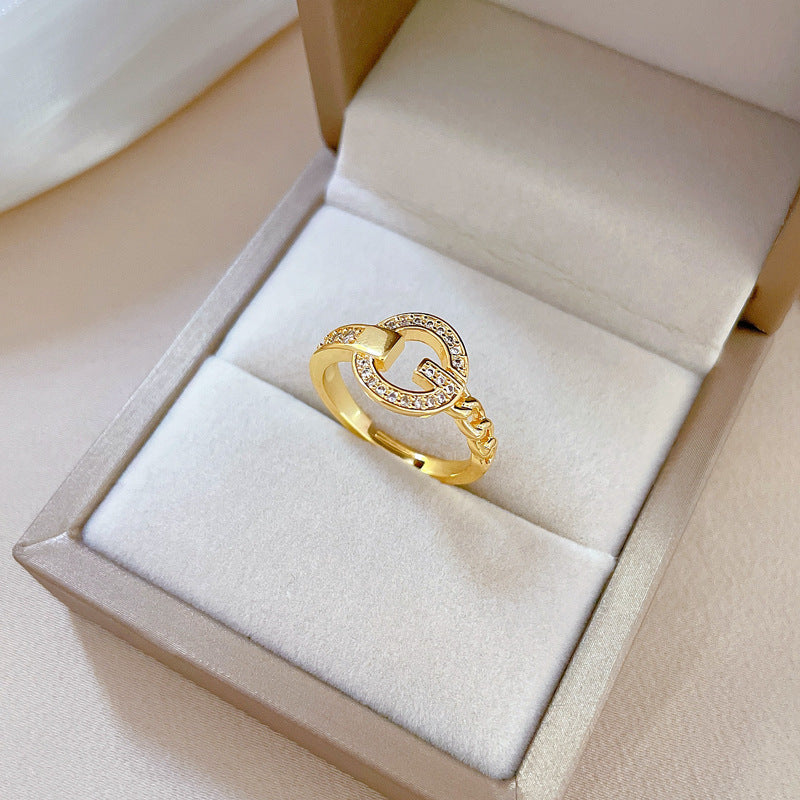 Anello in Ottone Placcato Oro a Forma di Corona in Stile Cartone Animato con Apertura Regolabile da Donna