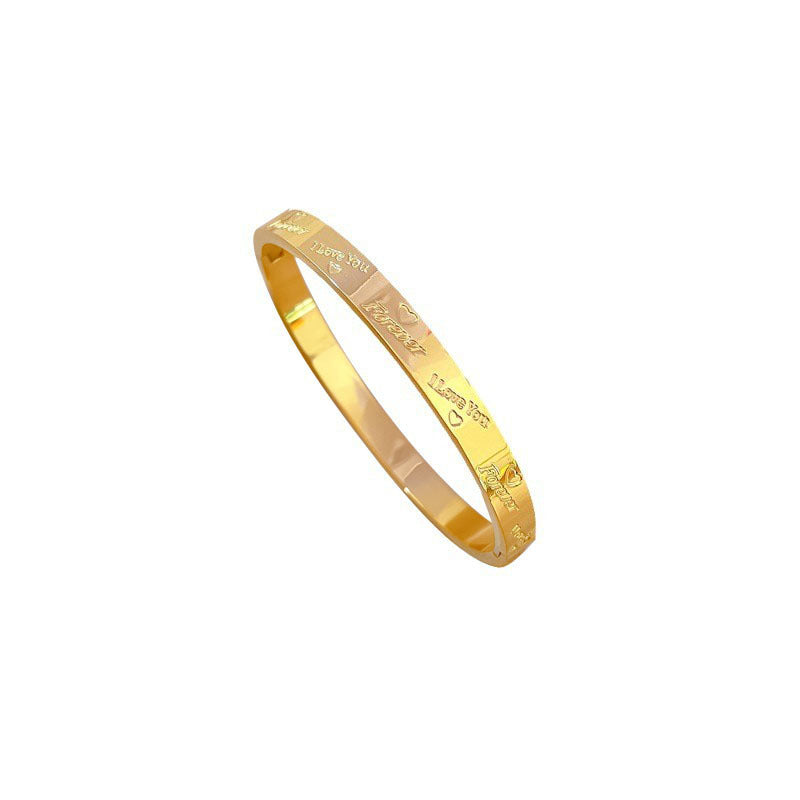 Minimalist Retro Titanium Steel Bracelet with Heart Shape Plated Finish for Women